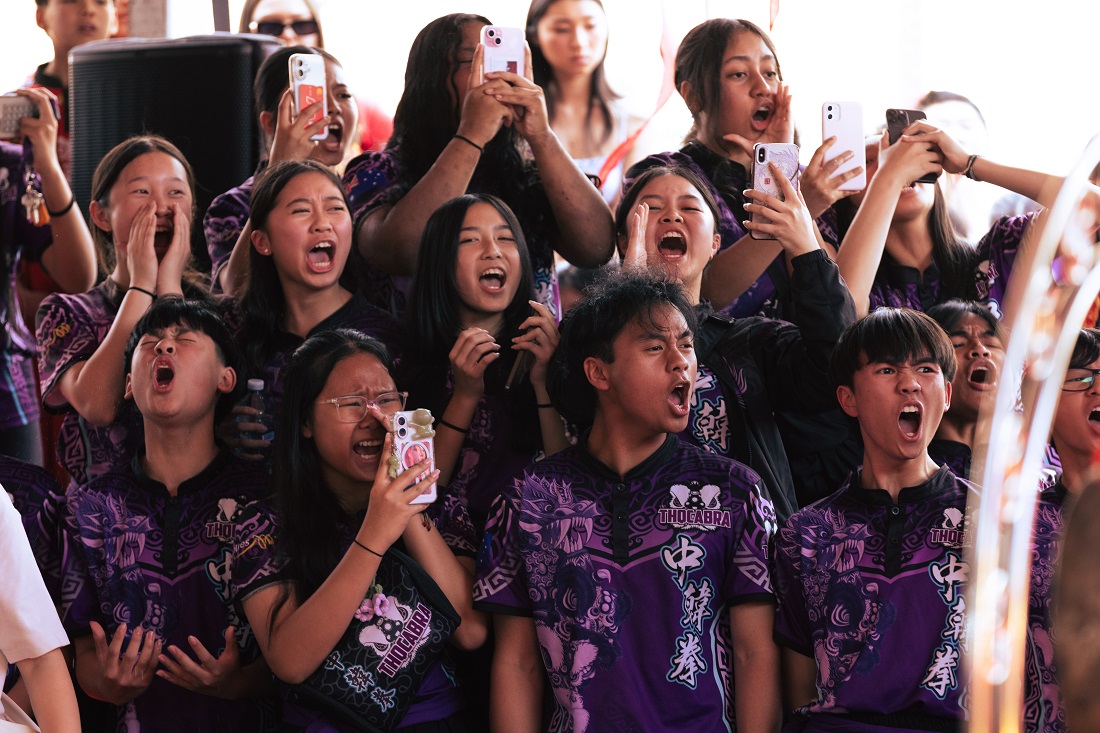 Excited spectators at the National Lion Dance Competition